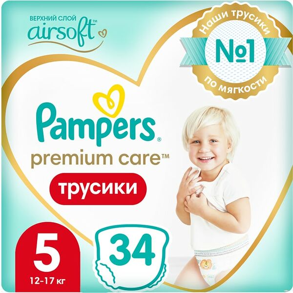Трусики Pampers Premium Care 12-17кг Размер 5 34шт