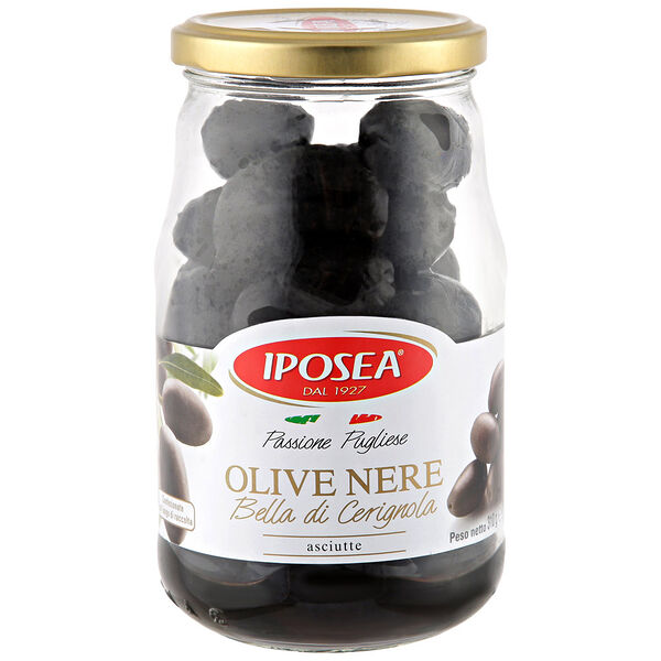 Оливки черные белла чериньола с косточкой без жидкости, Iposea