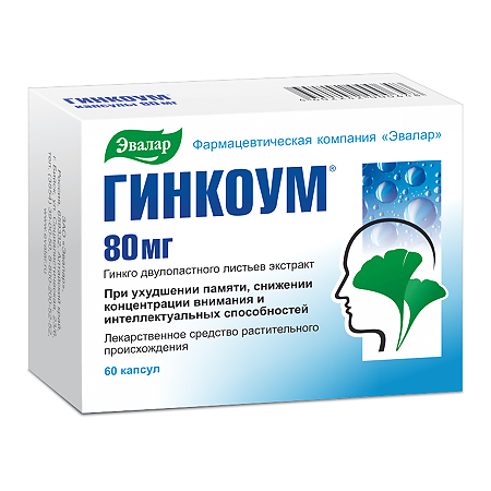 Гинкоум капсулы 80 мг 60 шт 