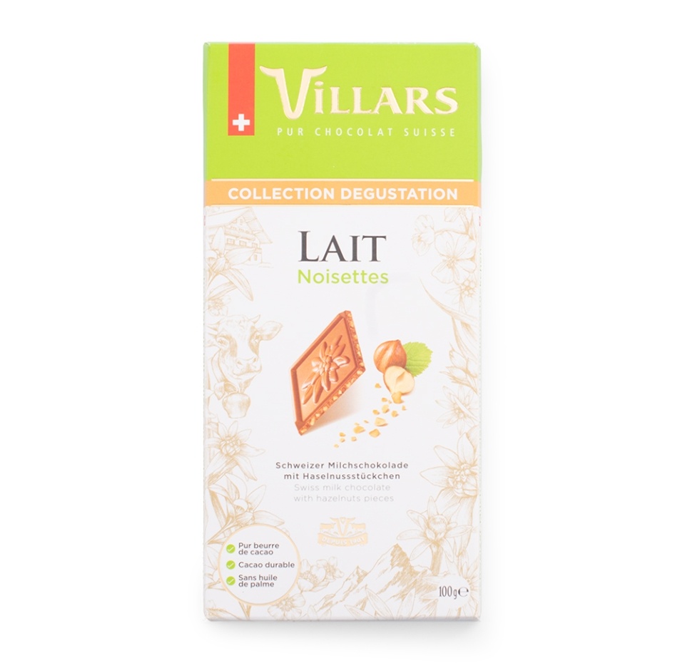 

Шоколад молочный Villars с дробленым фундуком 100 г, Швейцария