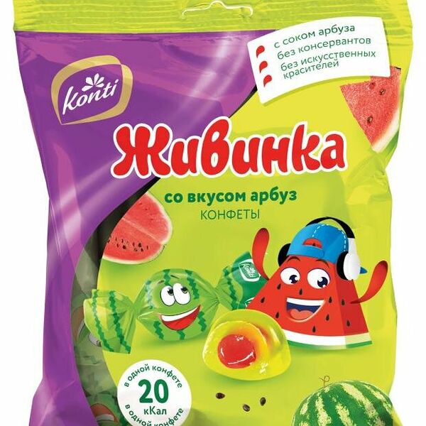 Конфеты Konti Живинка вкус арбуз 250г