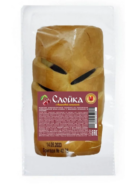 Слойка зао Хлеб с вишневой начинкой 80г