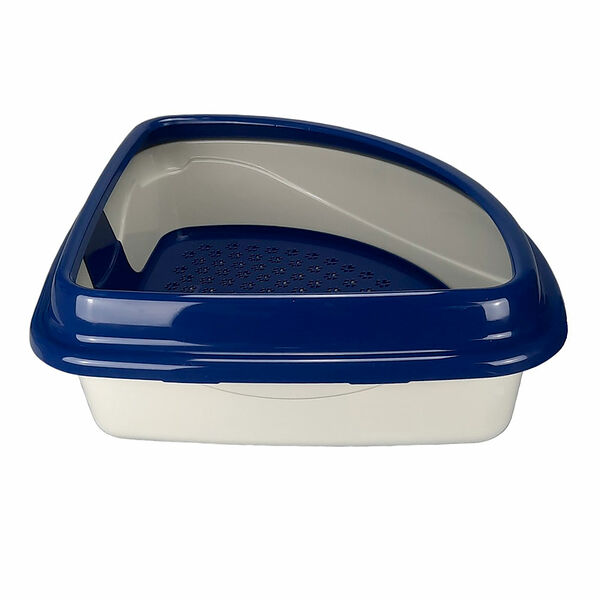 Туалет угловой для кошек Триплекс, 42х42х15 см, сине-молочный