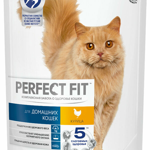Корм сухой Perfect Fit для домашних кошек с курицей