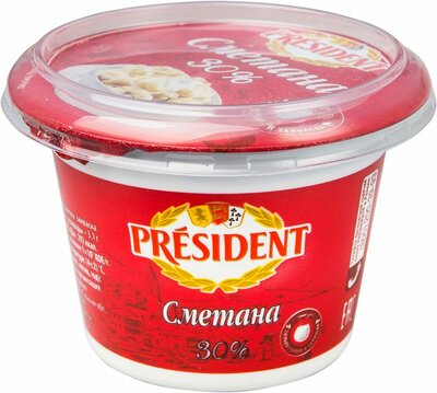 Сметана из отборных сливок и закваски President 30%