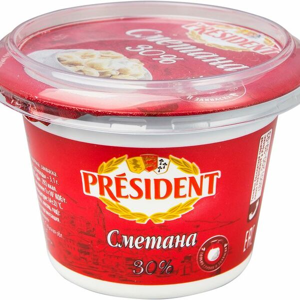 Сметана из отборных сливок и закваски President 30%
