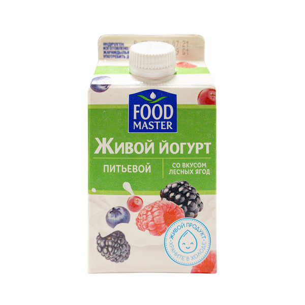 Йогурт FoodMaster питьевой Живой лесные ягоды 2% 450 мл