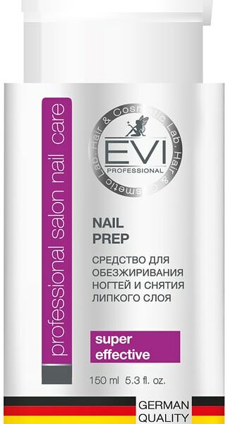 Средство для обезжиривания ногтей EVI professional и снятия липкого слоя с помпой-дозатором 150мл