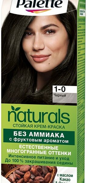 Крем-краска для волос Palette Naturals 1-0 Черный интенсивный уход без аммиака с фруктовым ароматом 110мл