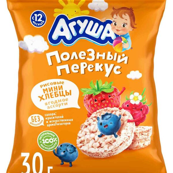 Мини-хлебцы рисовые Агуша Ягодное ассорти 12+