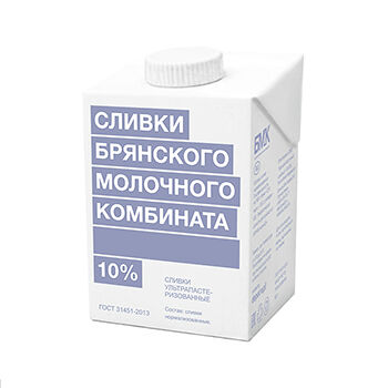 Сливки Брянский Молочный Комбинат ультрапастеризованные 10% 500г