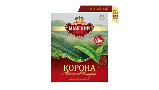 Чай Майский Корона Российской Империи чёрный в пакетиках, 100шт х 2г