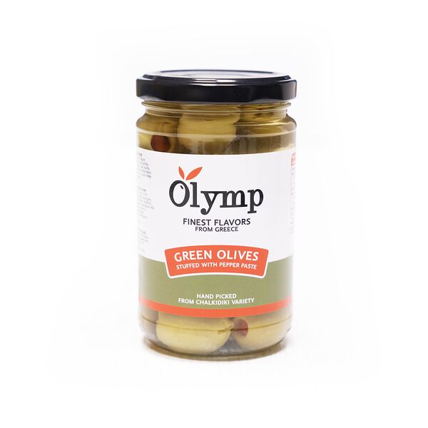 Оливки Olymp зеленые фаршированные перцем 300г