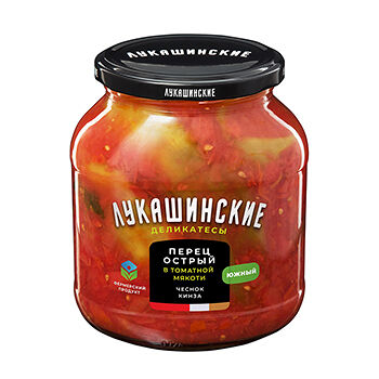 Перец острый Лукашинские в томатной мякоти 670 г стекло Россия