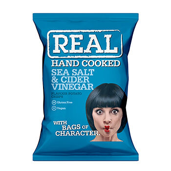 Чипсы картофельные Real Handcooked с морской солью и солодовым уксусом