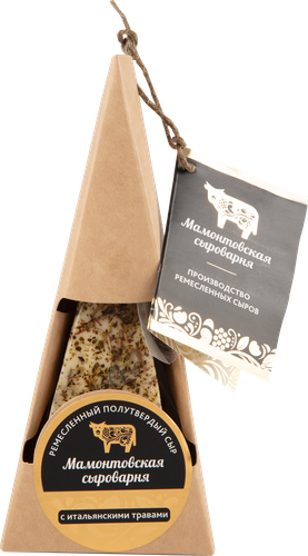 

Сыр полутвердый Мамонтовская сыроварня молочный Завод с итальянскими травами 45% 150 г