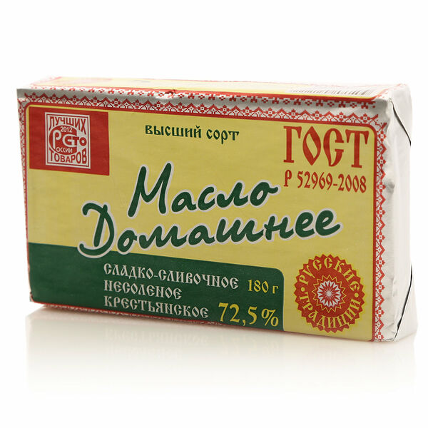 Масло домашнее сладко-сливочное несоленое крестьянское 72,5% ТМ Русские традиции