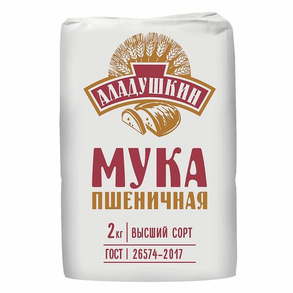 Мука Аладушкин пшеничная высшего сорта, 2кг