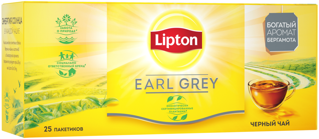 

Чай черный Lipton Earl Grey в пакетиках, 25 шт.