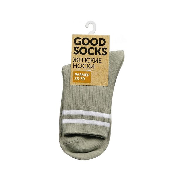 Женские однотонные носки Good Socks Лапша/Полоски Зеленый р.35-39