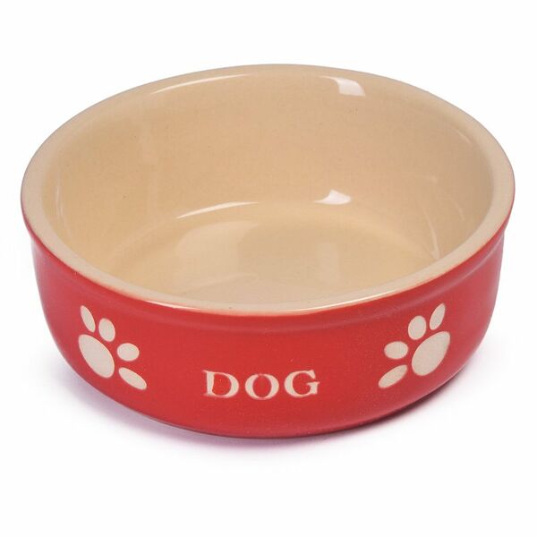 Миска 13,5x5см 0,24л керамика красная с рисунком DOG NOBBY 