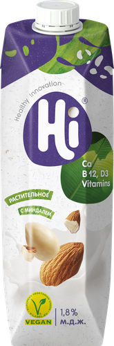 

Напиток растительный Hi с миндалем 1.8% 1 л