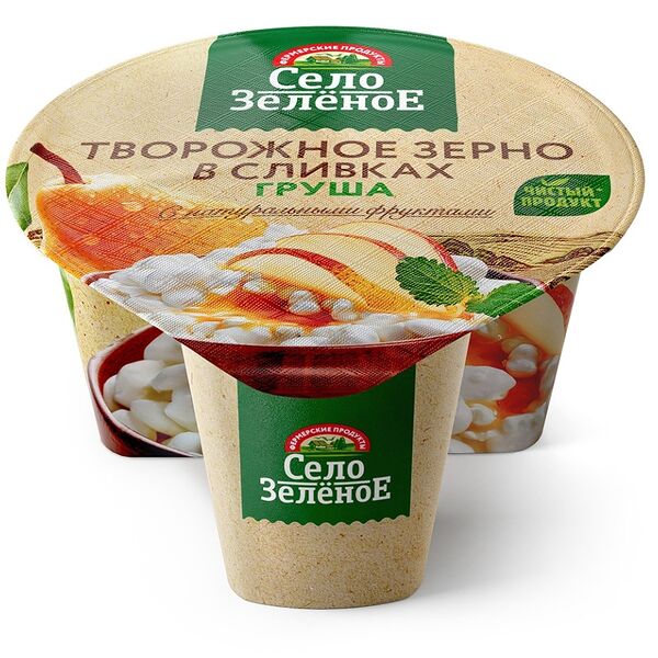 Творожное зерно Село Зелёное в сливках груша 5%, 130 г