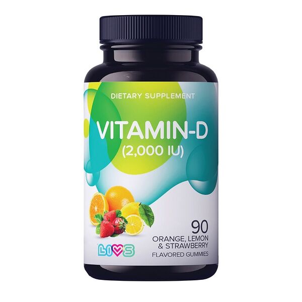 Livs vitamin-d Витамин D3 со вкусом апельсина, лимона, клубники, пастилки 90 шт