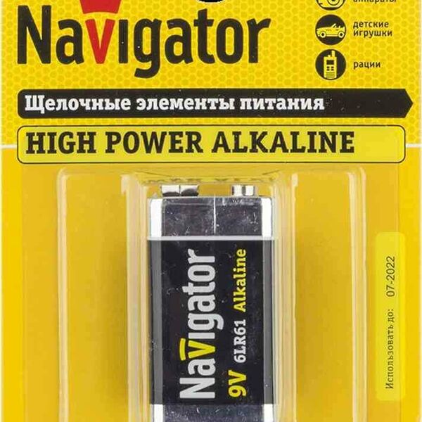 Батарейка 6LR61 Navigator 94756 NBT-NE-6LR61-BP1, 83×119×19 мм