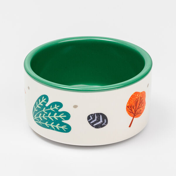 Миска керамическая для грызунов Листочки, 10х5,5 см, бело-зеленая