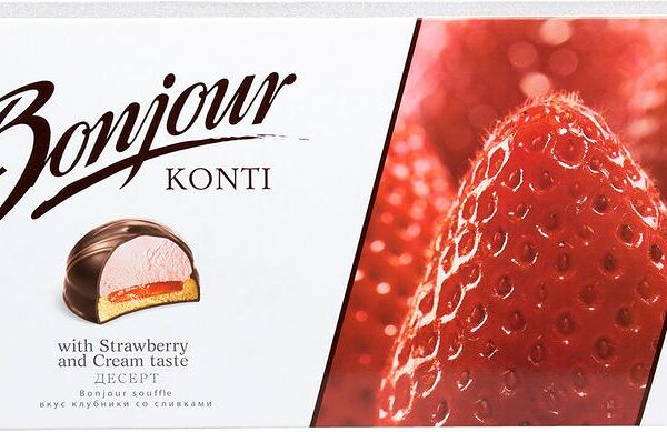 Десерт Bonjour Souffle клубника со сливками, 232г