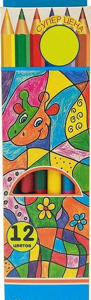 Набор карандашей Сentrum двухсторонних деревянных 12 цветов 6шт