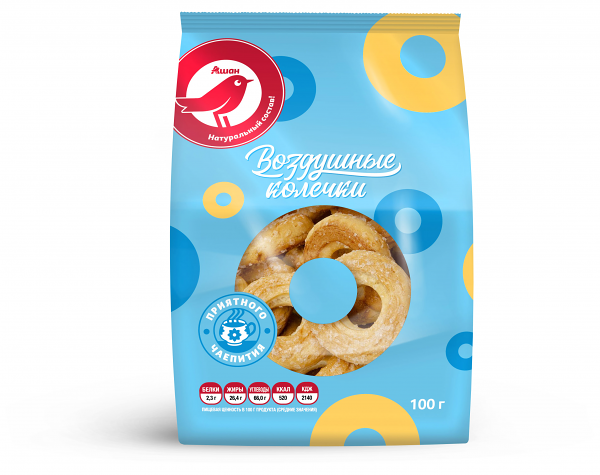 Печенье заварное АШАН Красная птица Воздушные Колечки