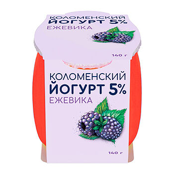Йогурт «Ежевика» 5%, «Коломенский», 140 г, Россия, БЗМЖ