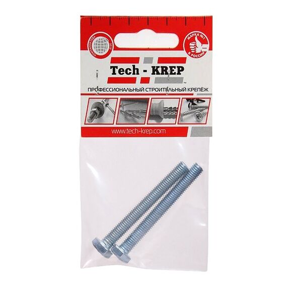 Болт DIN 933 М TECH-KREP, 2шт, 8х70мм, шестигранный, оцинкованный
