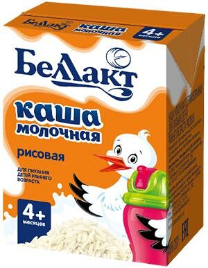 Каша молочная стерил. рисовая для пит.детей раннего возр. вес 207г. ДП Беллакт
