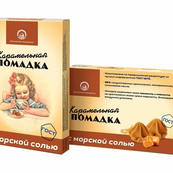 Конфеты сливочные Балтийская Жемчужина Карамельная помадка с морской солью неглазированные, 150г