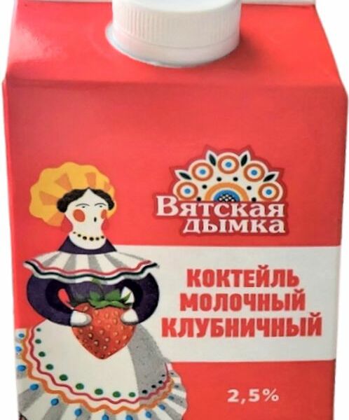 Коктейль Вятская Дымка Клубничный молочный пастеризованный 2.5% 400г