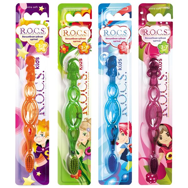Зубная щетка R.O.C.S. Kids детская экстра мягкая 3-7 лет в ассортименте