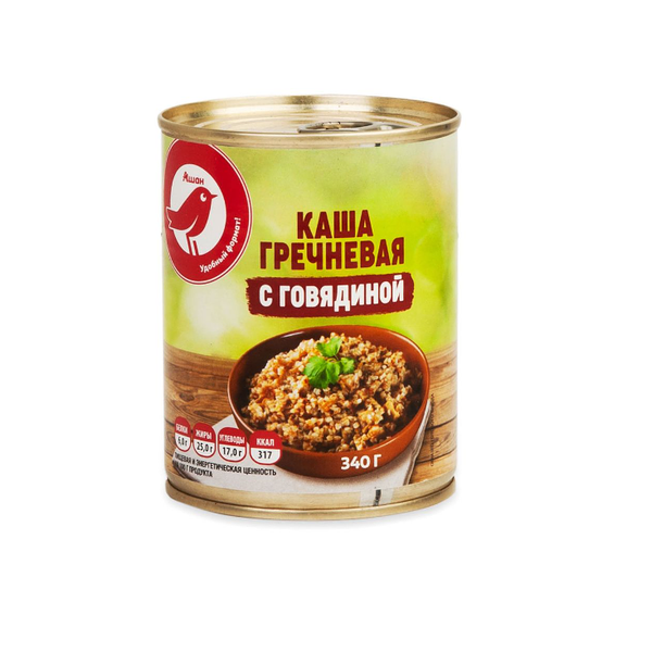 Каша АШАН Красная птица гречневая с говядиной
