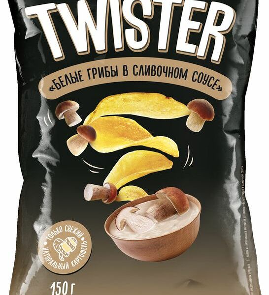 Чипсы Twister Белые грибы в сливочном соусе, 150 г