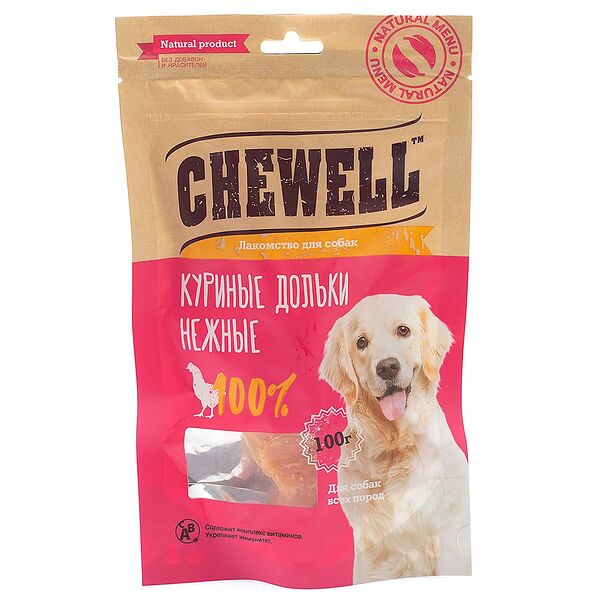 Лакомство для собак всех пород Куриные дольки нежные