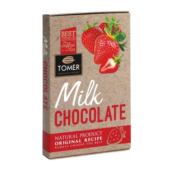 Шоколад Tomer молочный с клубникой 90г 