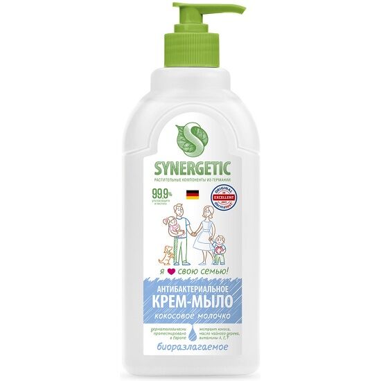 Крем-мыло жидкое Synergetic Кокосовое молочко Антибактериальное
