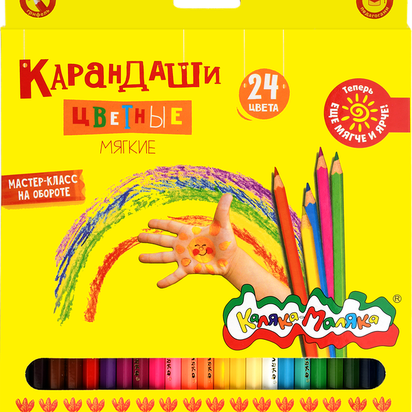 Набор цветных карандашей КАЛЯКА-МАЛЯКА 24 цветов, шестигранные
