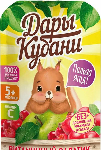 Пюре детское Дары Кубани Яблоко Шиповник Клюква с 5 месяцев