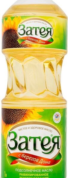 Масло подсолнечное Затея рафинированное дезодорированное, 1000мл