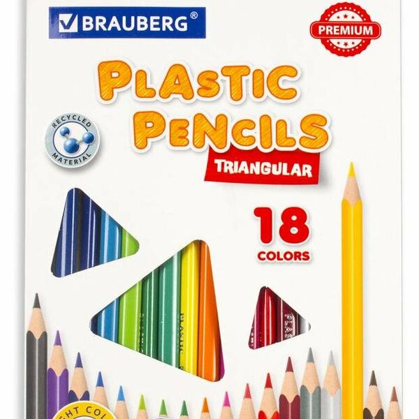 Карандаши цветные Brauberg Premium, 18 цветные