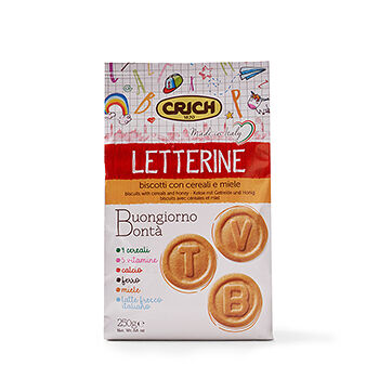 Печенье Crich Biscuits with cereals and honey «Letterine» мультизлаковое с молоком и медом 250г, Италия