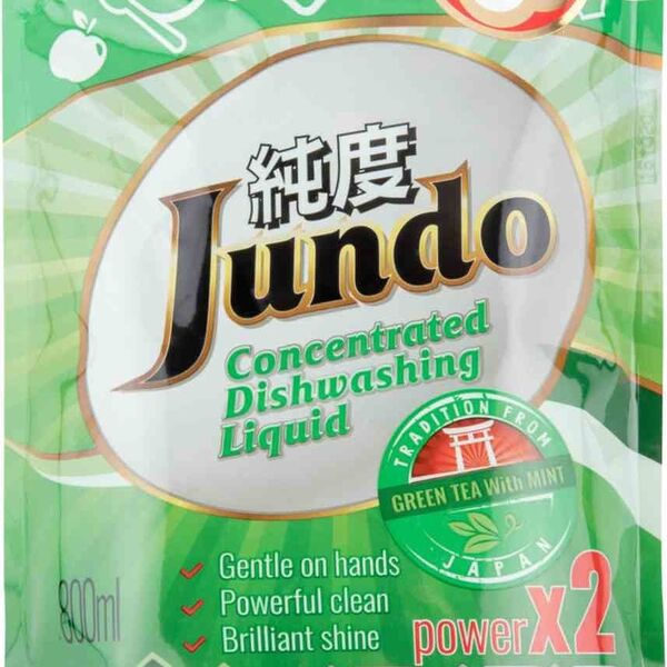 Гель для мытья детской посуды и детских принадлежностей Jundo, зелёный чай и мята